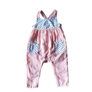 Isaac Mizrahi Girls Spring Romper Pale Peach Cotton Criss Cross Back Size 12 M